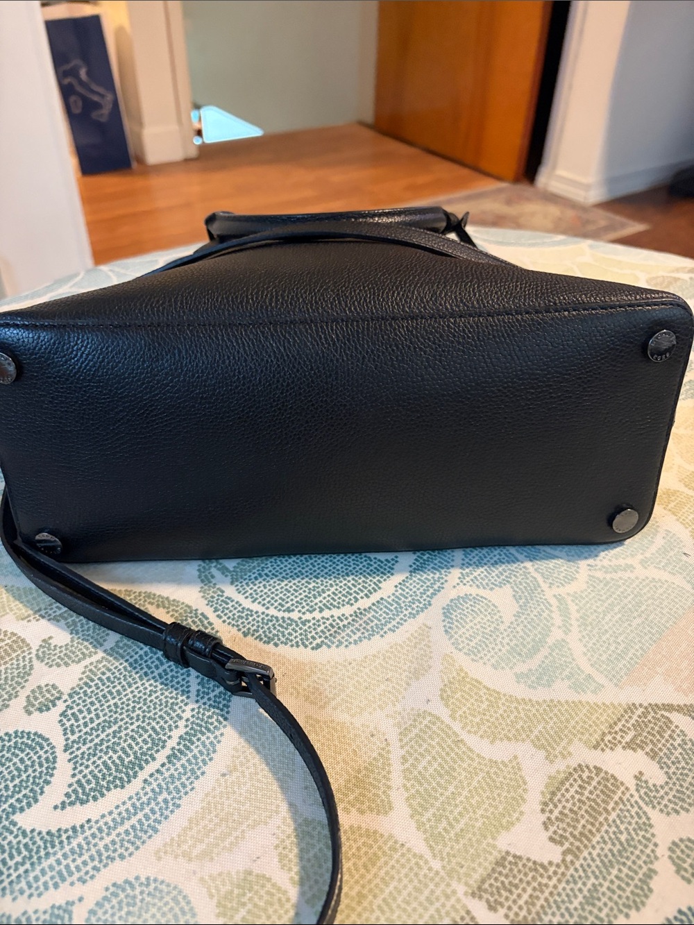 Michael Kors Black Pebbled Leather Dome Satchel with Crossbody Strap - Picture 3 of 5